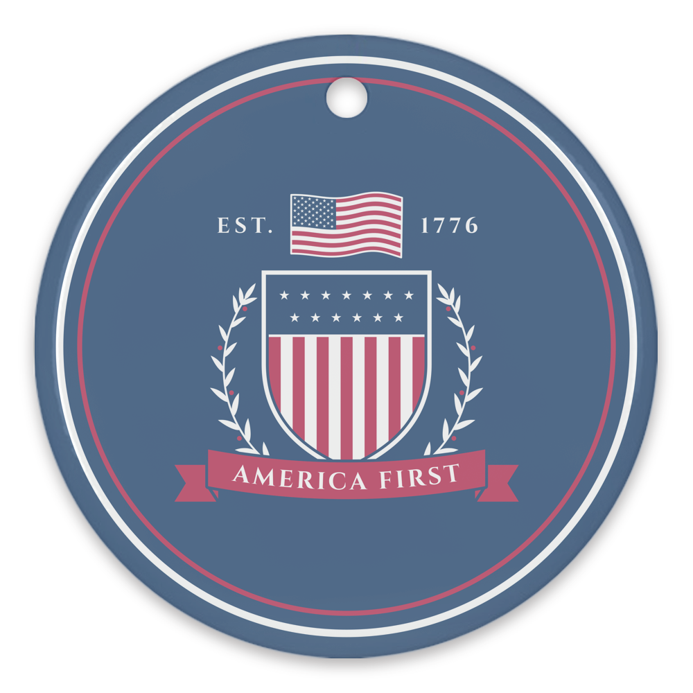 America First Crest Porcelain Ornament