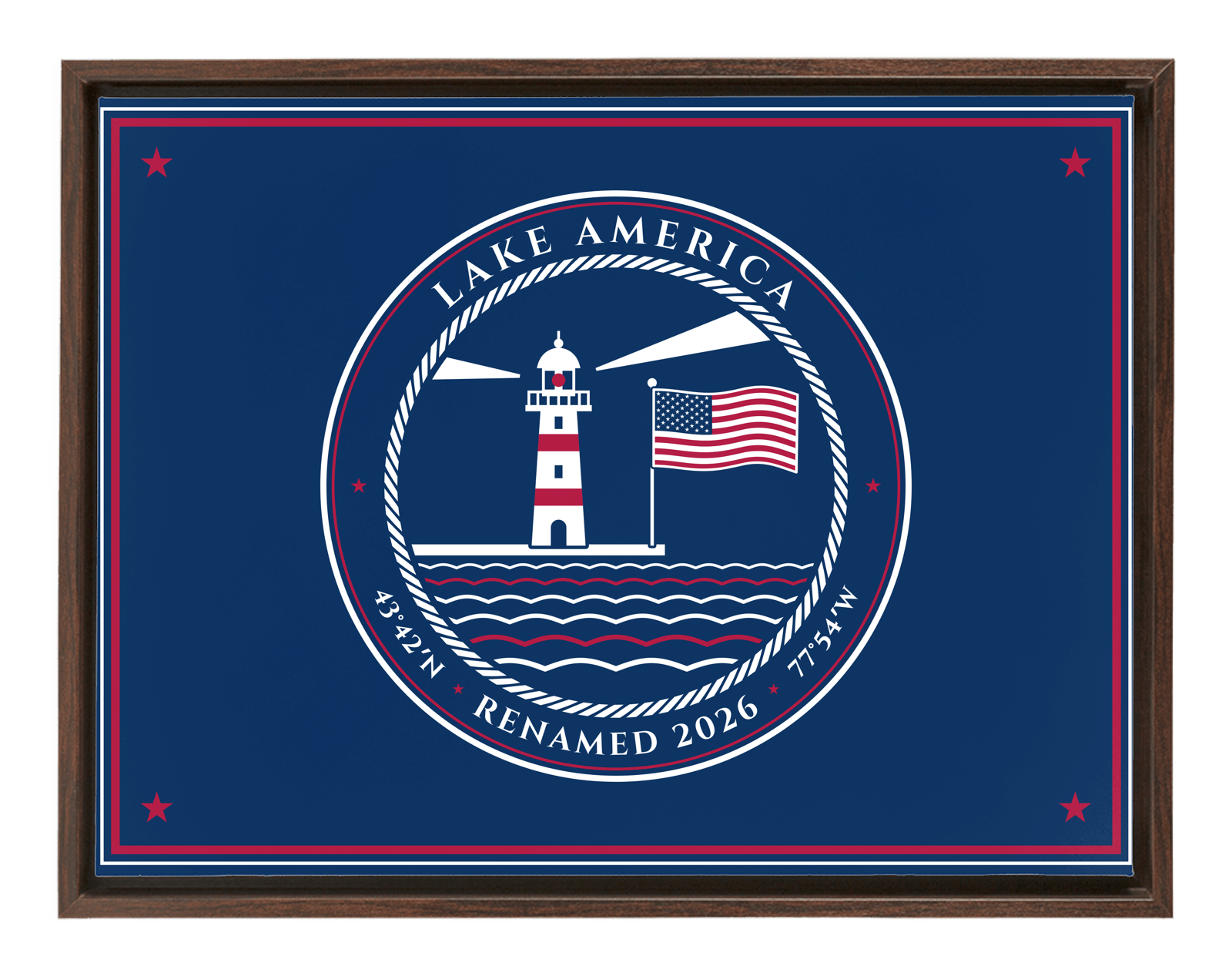 Lake America Framed Canvas in Walnut Frame