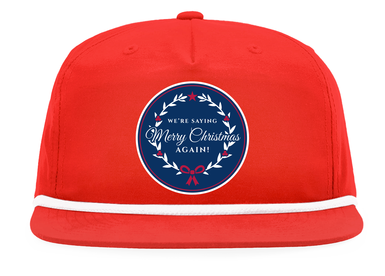 Merry Christmas Rope Snapback Cap in Red / White Rope