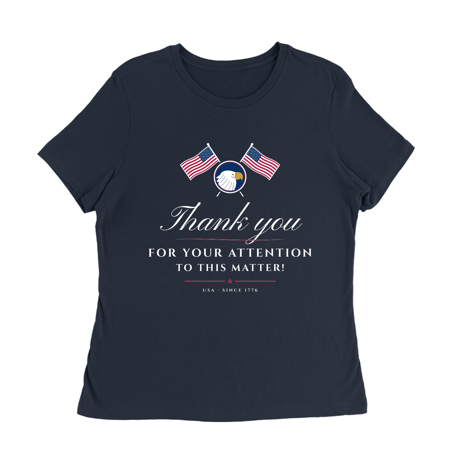 Thank You for Your Attention Women's Relaxed Tee in Navy