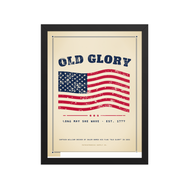Old Glory Framed Print in Black