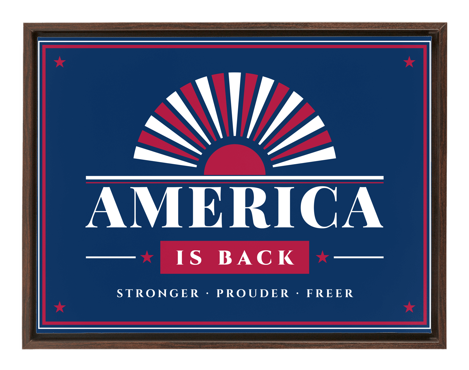 America Is Back Framed Canvas in Walnut Frame