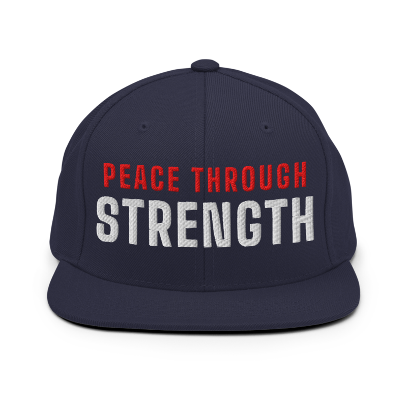 Peace Through Strength Snapback in Navy
