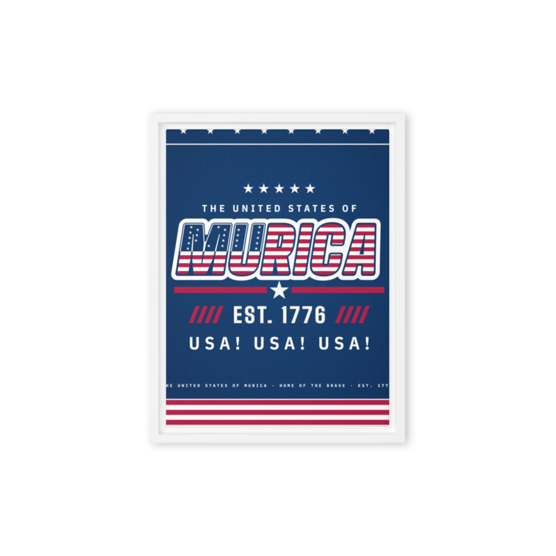 Murica Framed Canvas in White