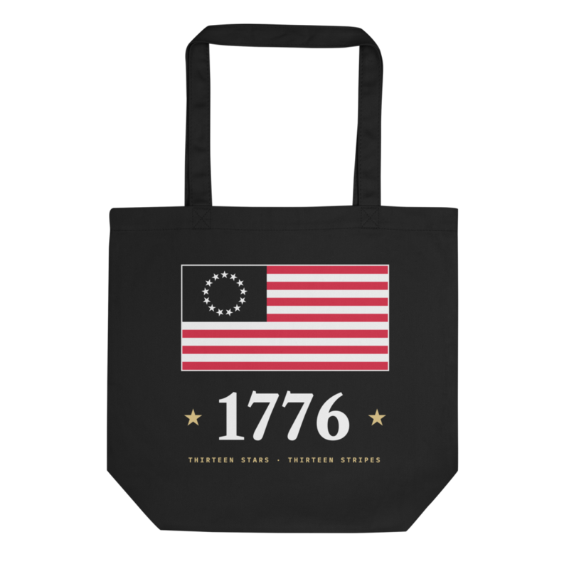 Betsy Ross 1776 Tote Bag in Black
