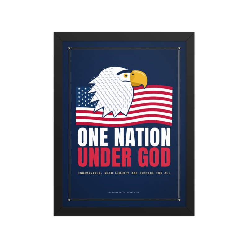 One Nation Under God Framed Print in Black