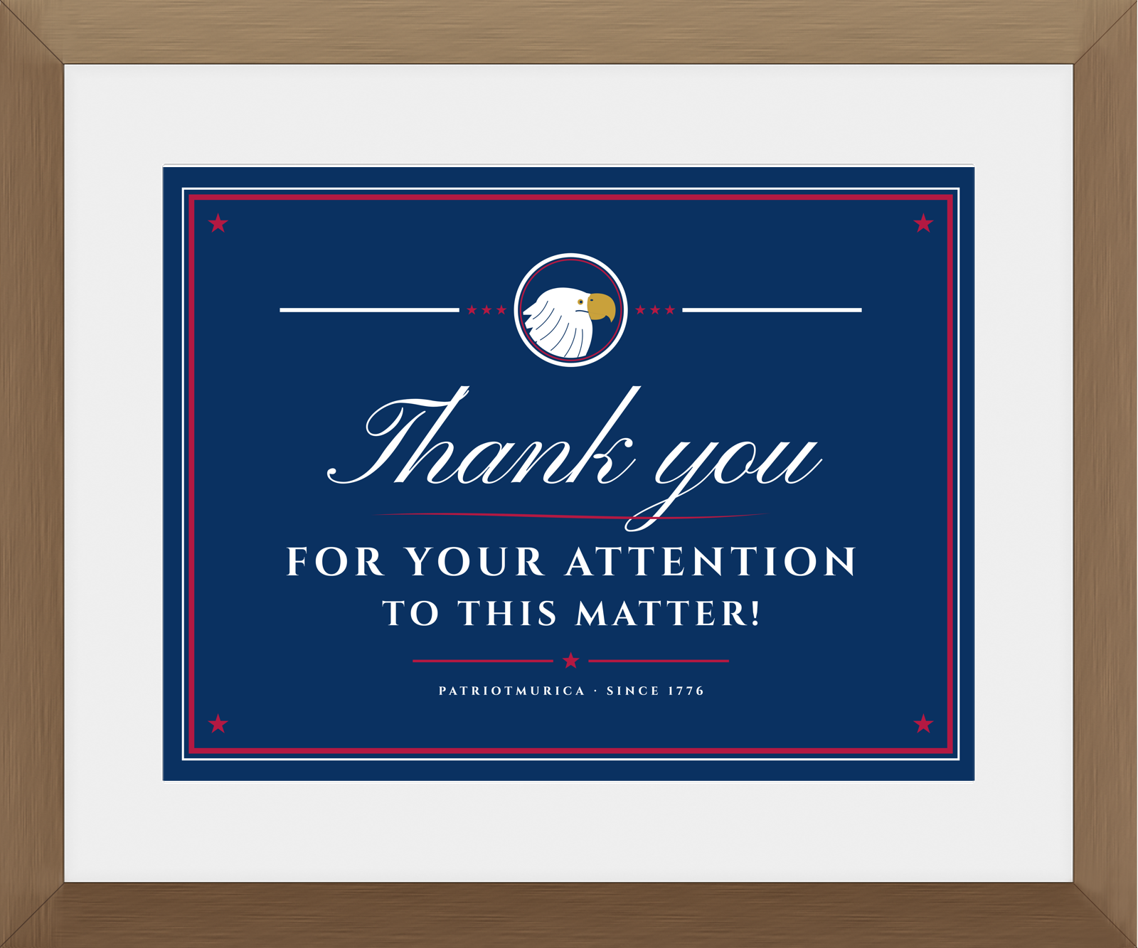 Thank You for Your Attention Framed Print in Walnut Frame