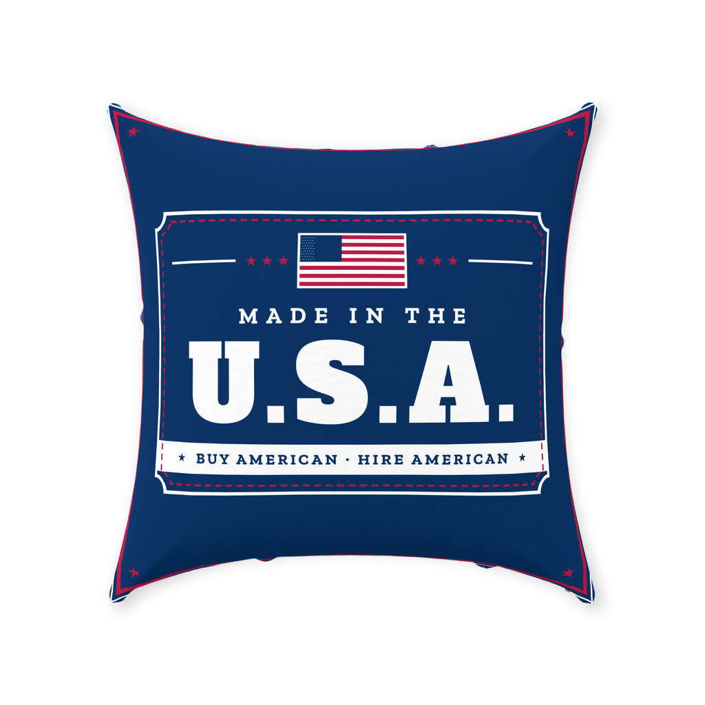Buy American, Hire American Linen Throw Pillow