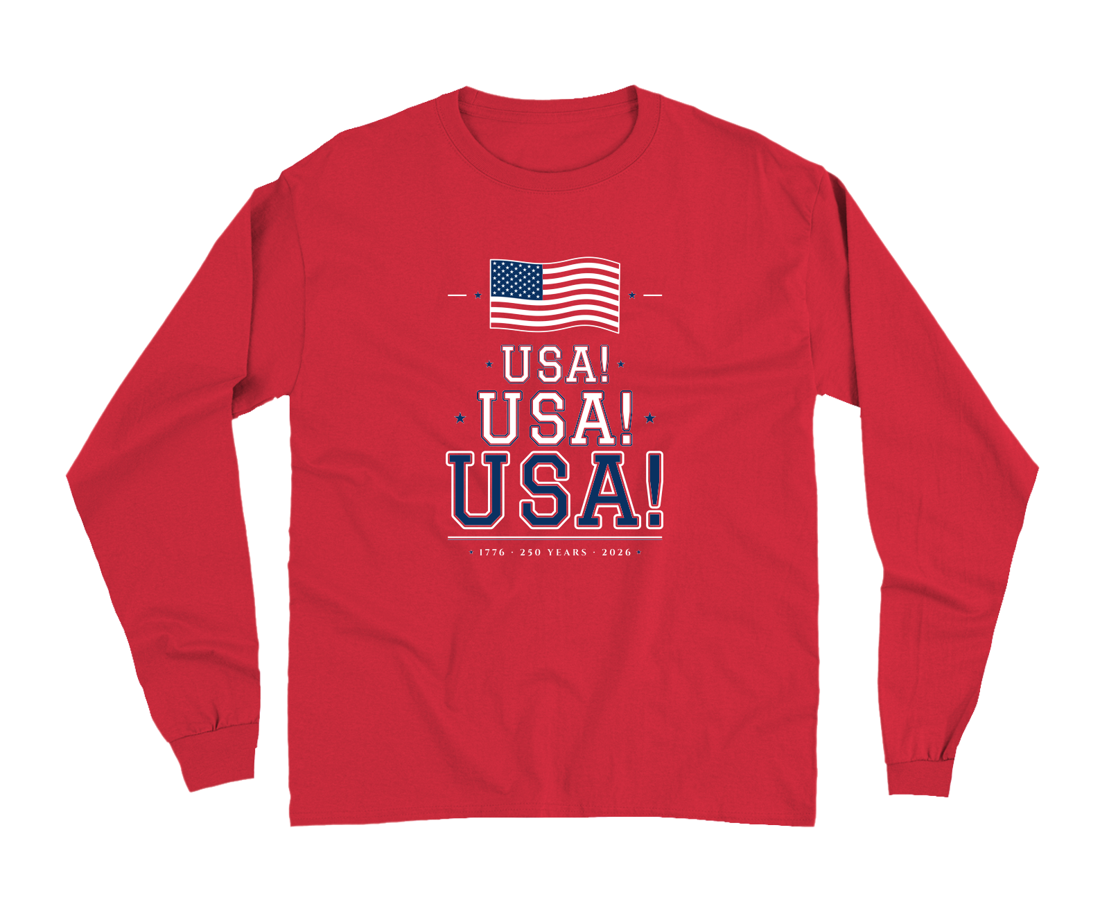 USA! USA! USA! Garment-Dyed Long Sleeve in Red