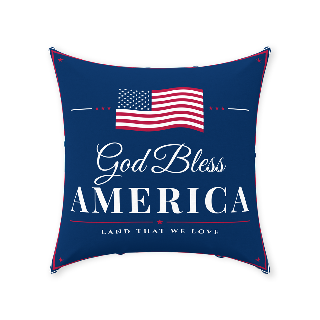 God Bless America Linen Throw Pillow