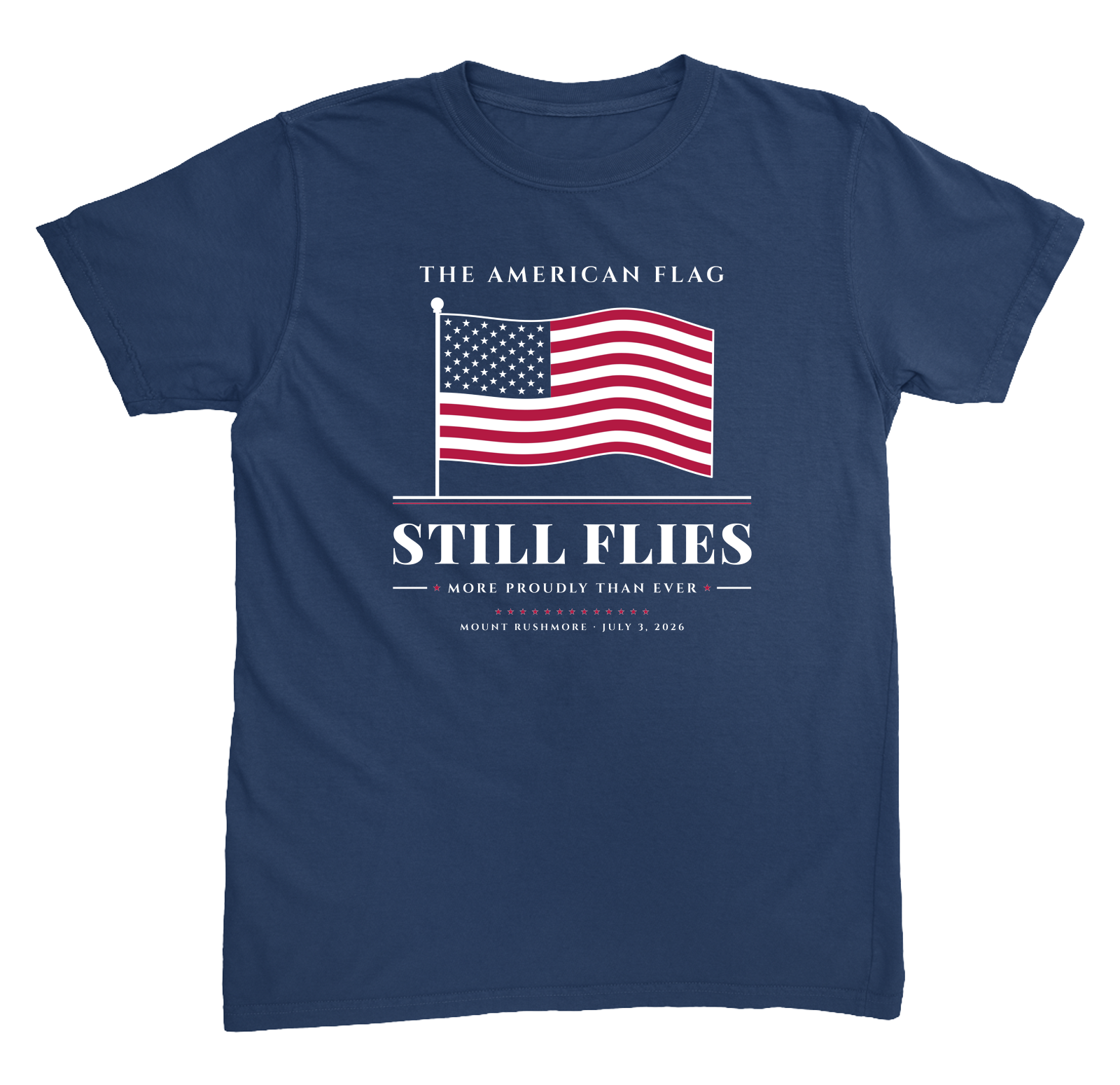 The American Flag Still Flies U.S.-Sewn Tee in Navy