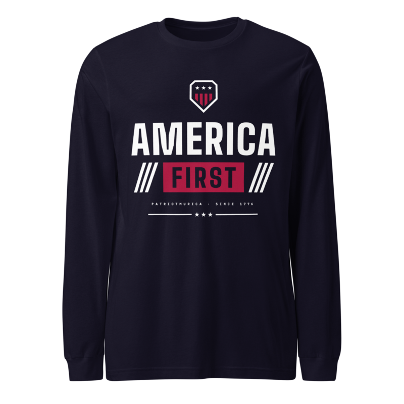 America First Long Sleeve Tee in Navy