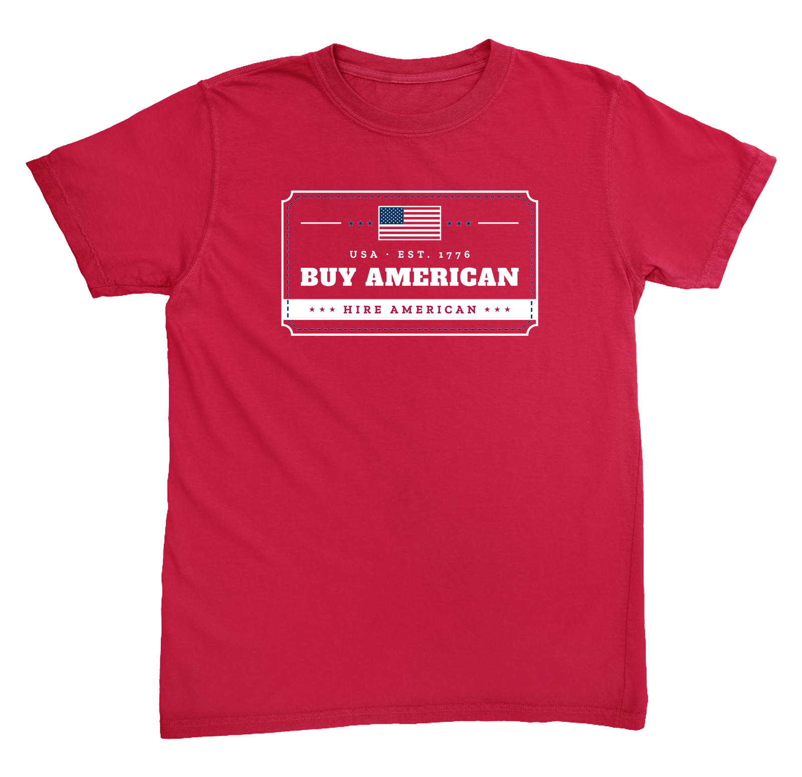 Buy American, Hire American Heavyweight Tee in Red