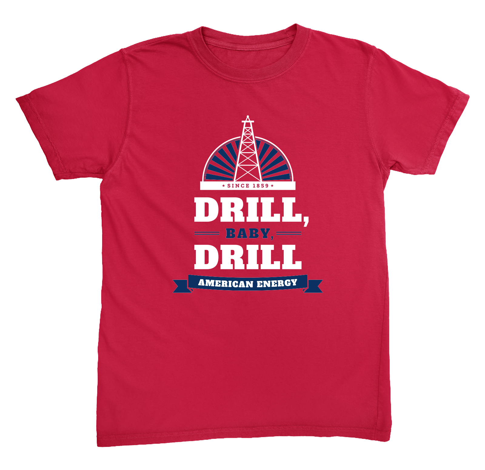 Drill, Baby, Drill Heavyweight Tee in Red