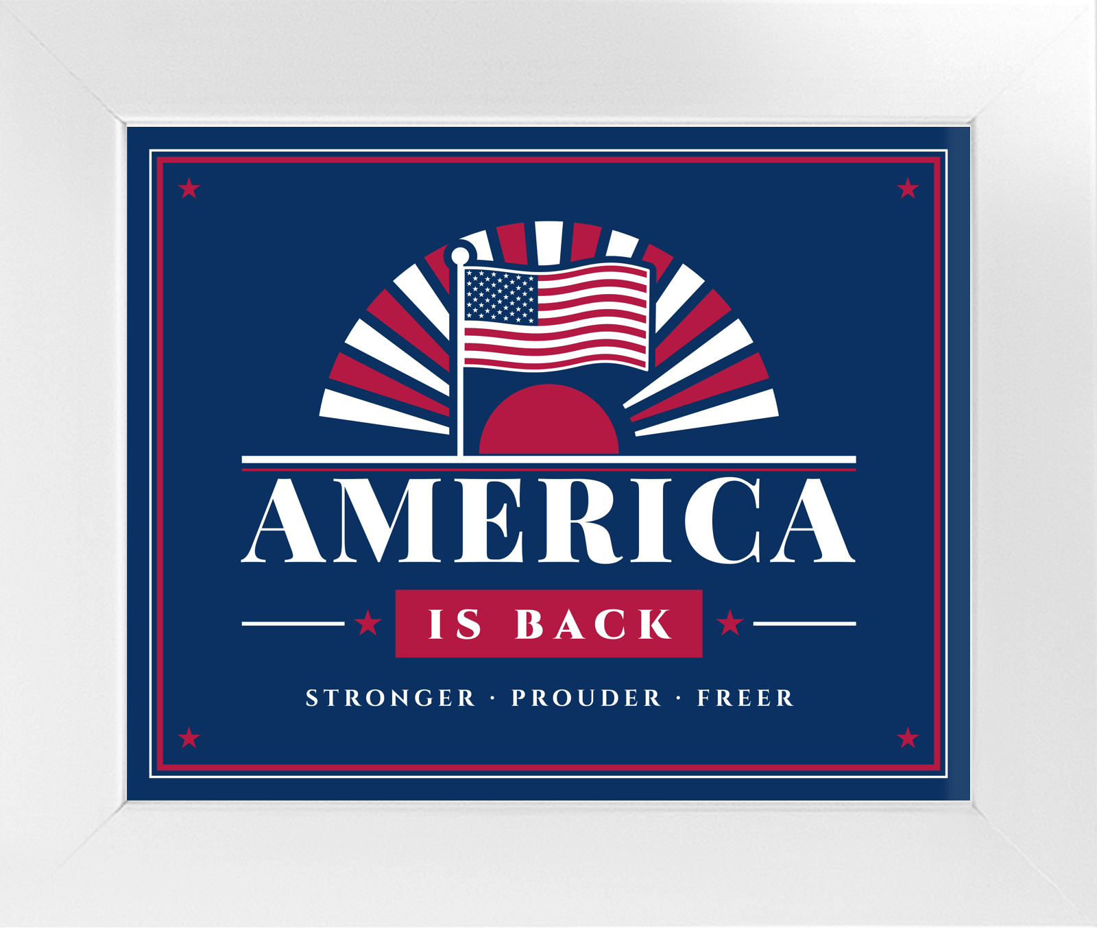 America Is Back Framed Satin Print in White Frame