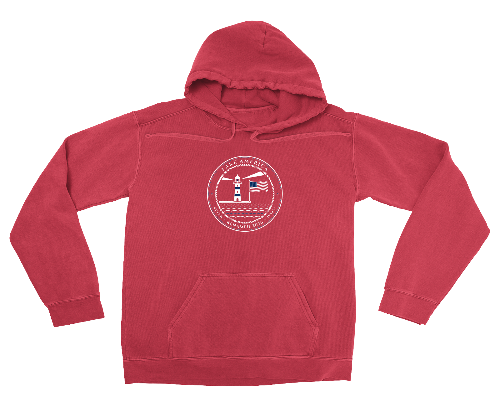 Lake America Garment-Dyed Hoodie in Crimson