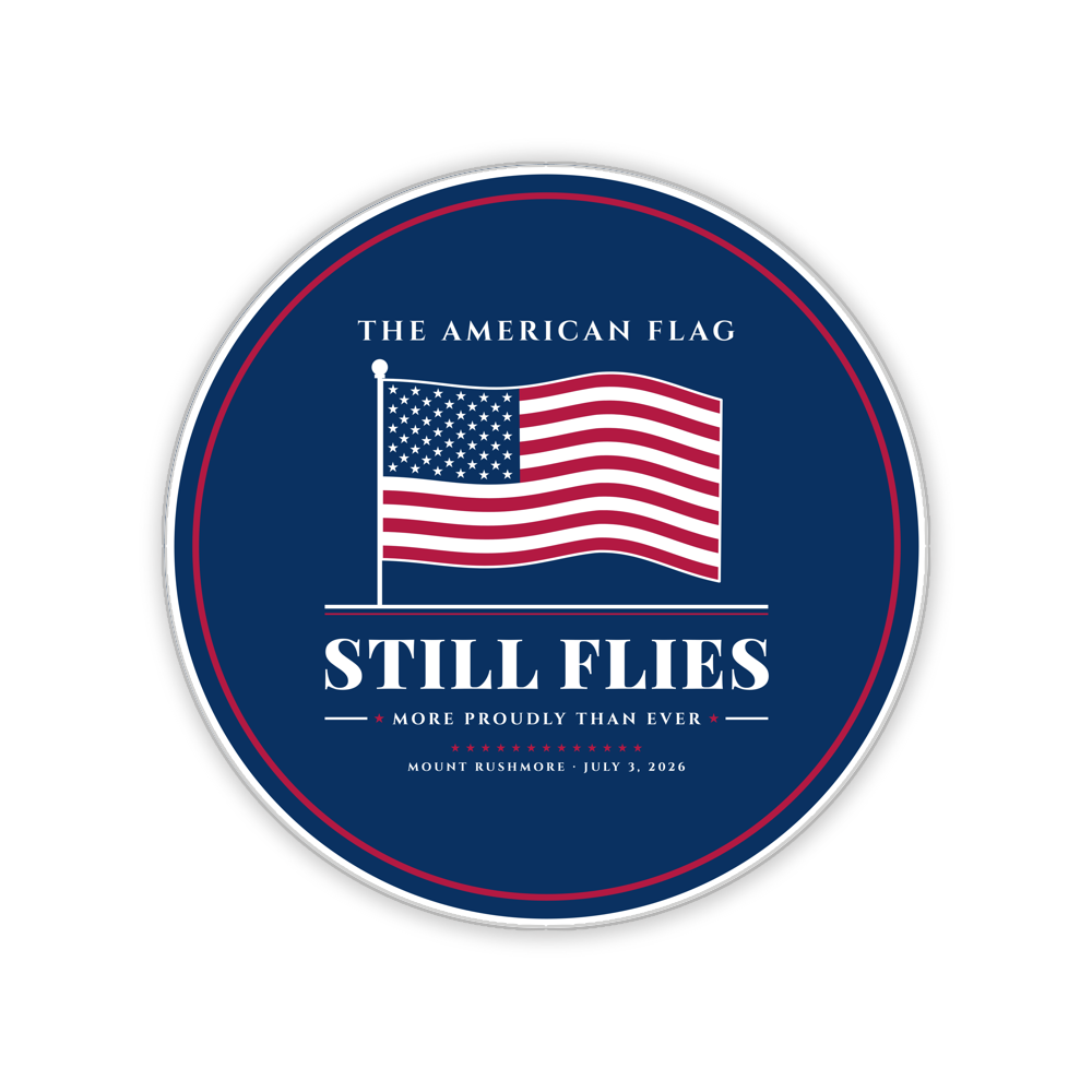 The American Flag Still Flies Round Wood Sign