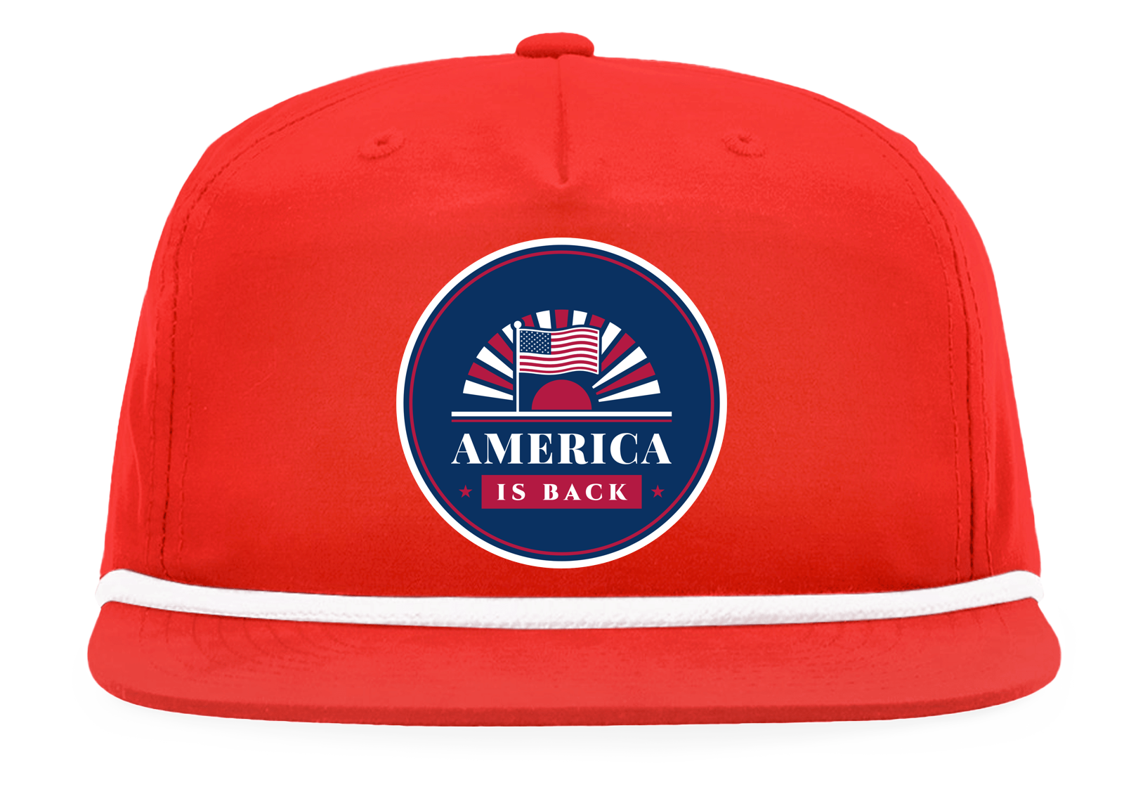 America Is Back Rope Snapback Cap in Red / White Rope