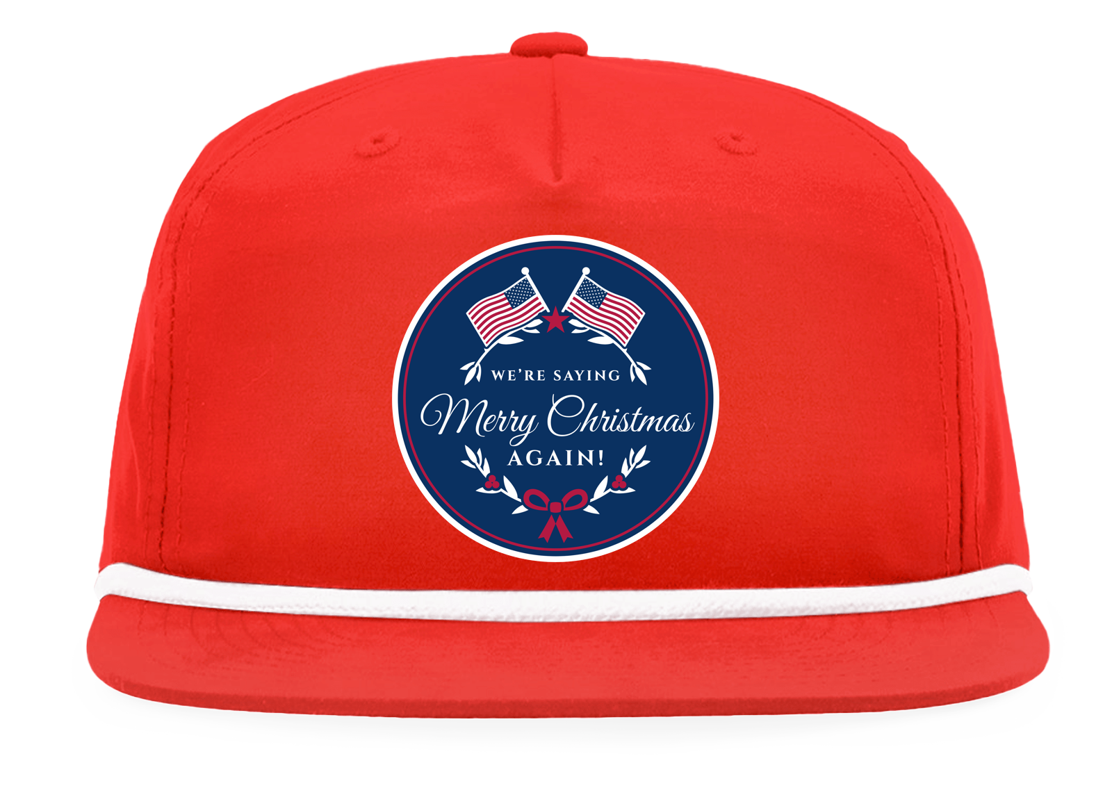 Merry Christmas Rope Snapback Cap in Red / White Rope