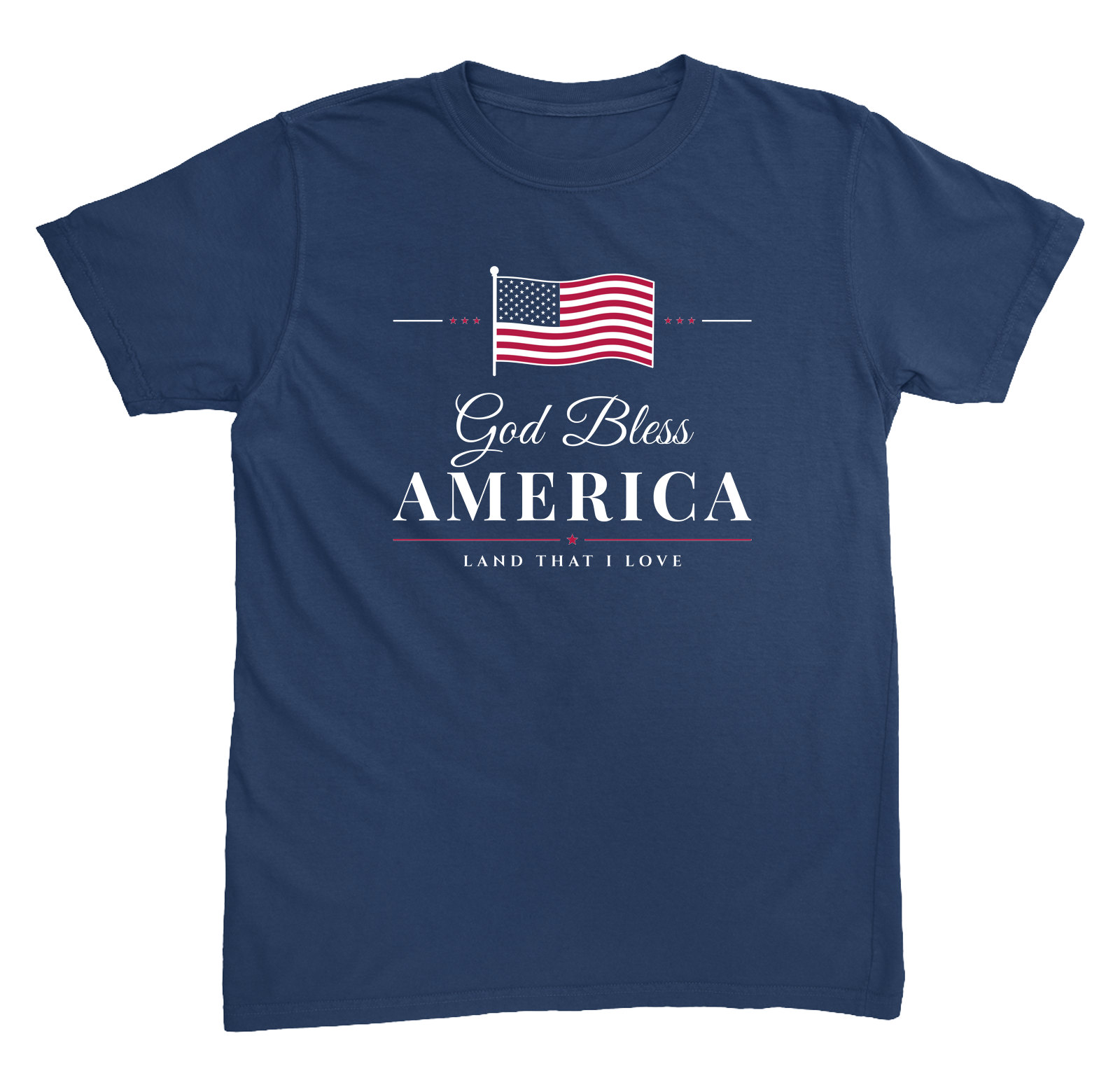 God Bless America U.S.-Sewn Tee in Navy