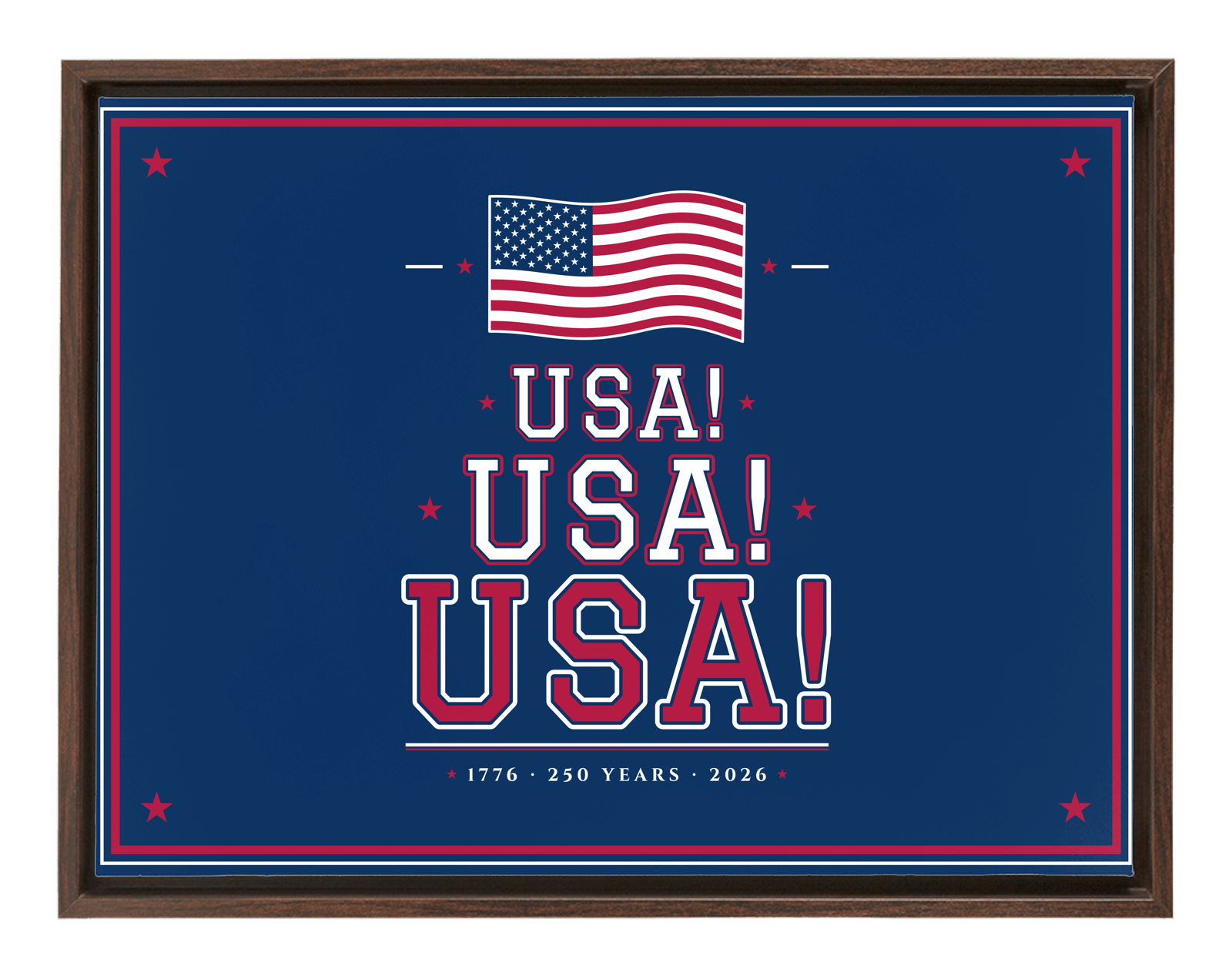 USA! USA! USA! Framed Canvas in Walnut Frame