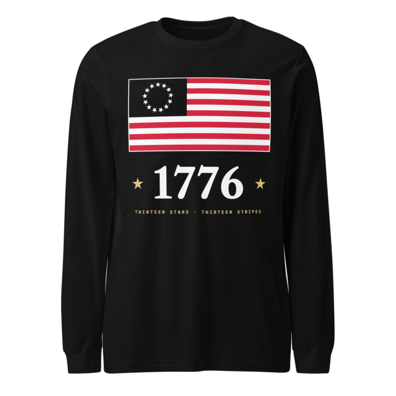 Betsy Ross 1776 Long Sleeve Tee in Black