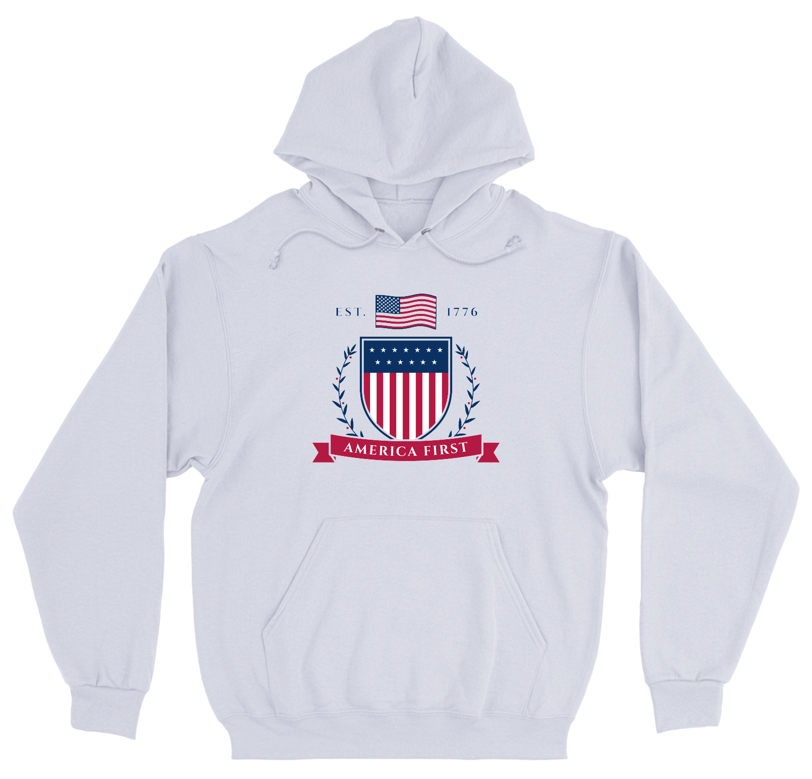 America First Crest Heavyweight Hoodie in White