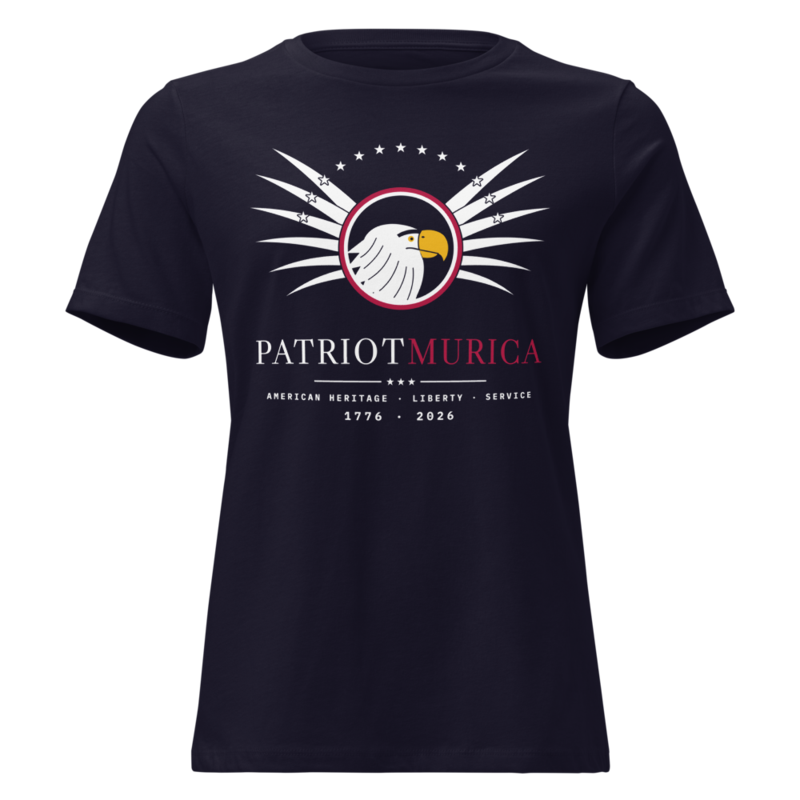 PatriotMurica Crest Women’s Relaxed Tee in Navy