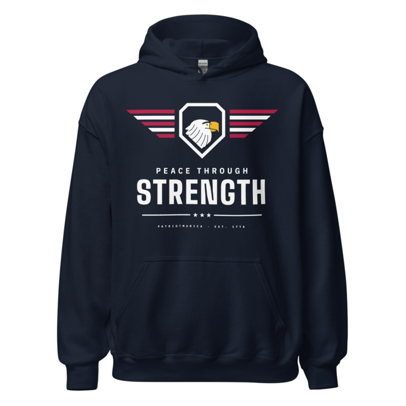 Peace Through Strength Hoodie in Navy