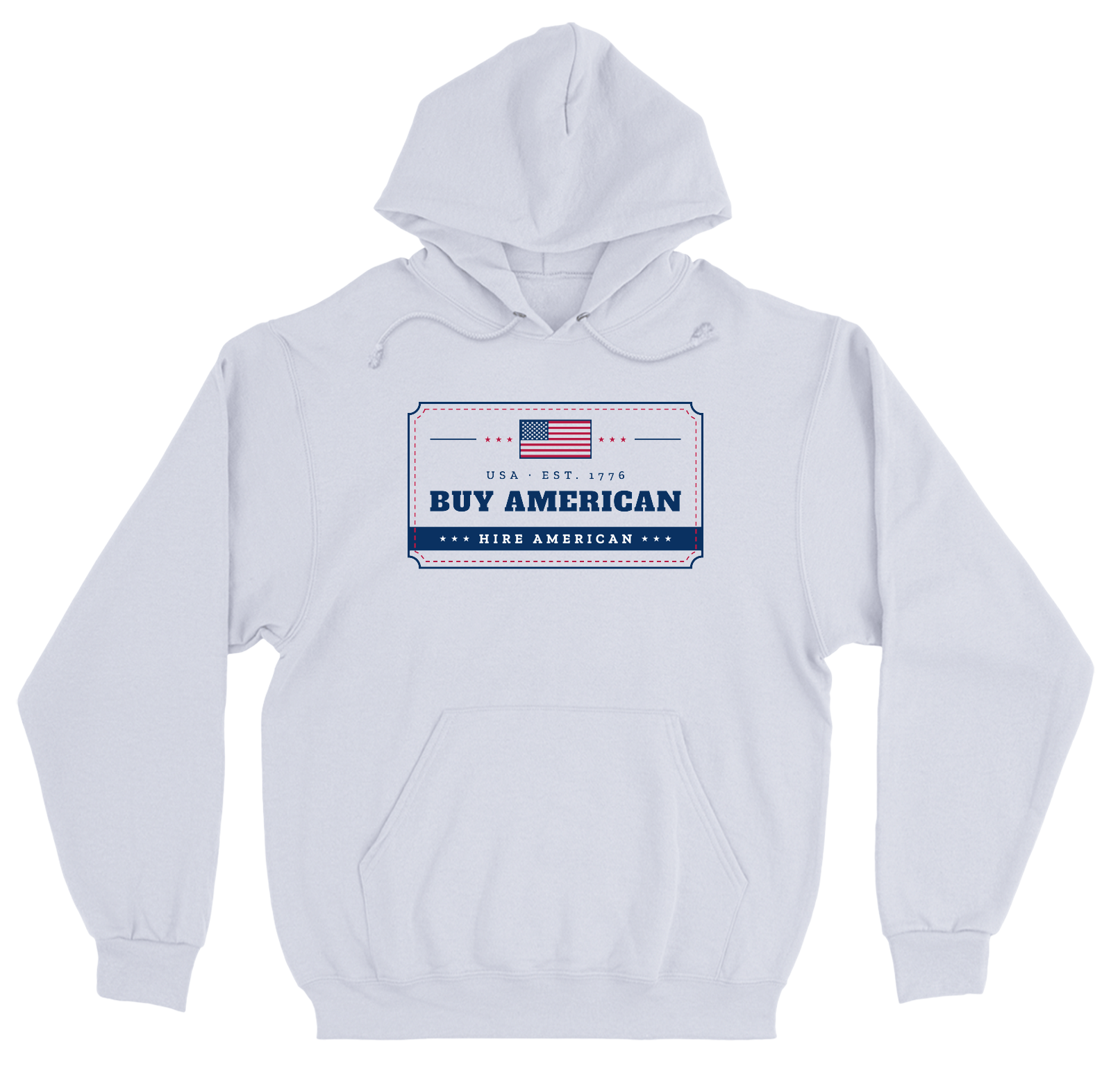 Buy American, Hire American Heavyweight Hoodie in White