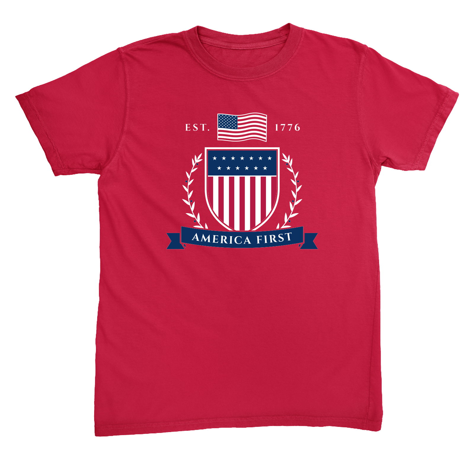 America First Crest Heavyweight Tee in Red