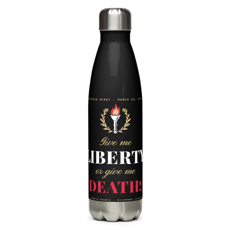 Liberty or Death Water Bottle in Black