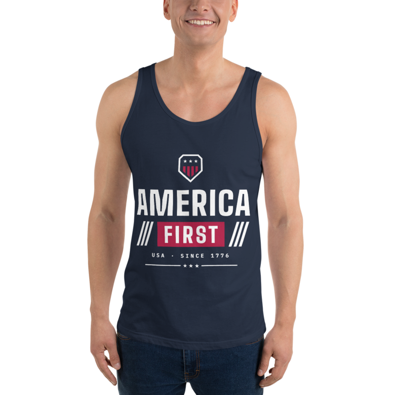 America First Tank Top in Navy