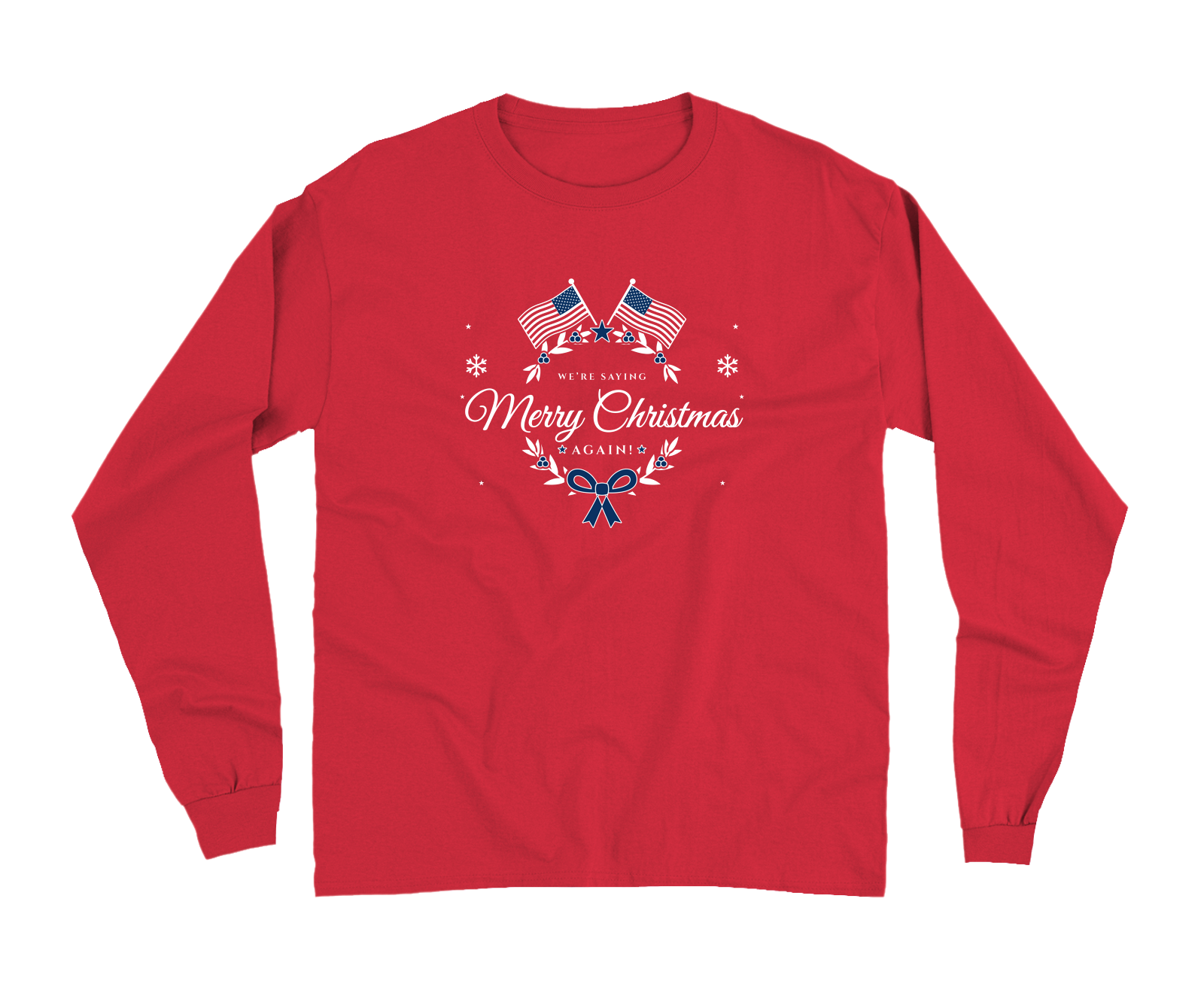 Merry Christmas Garment-Dyed Long Sleeve in Red