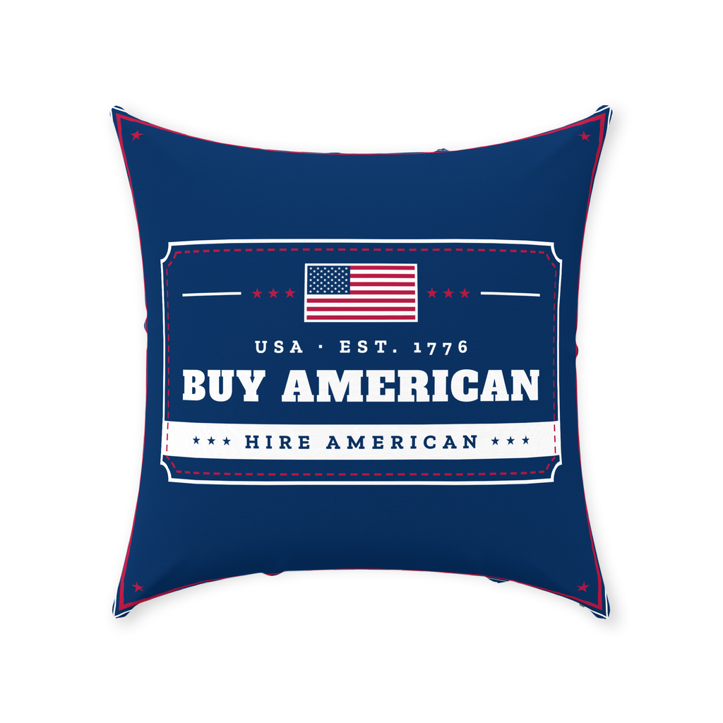 Buy American, Hire American Linen Throw Pillow
