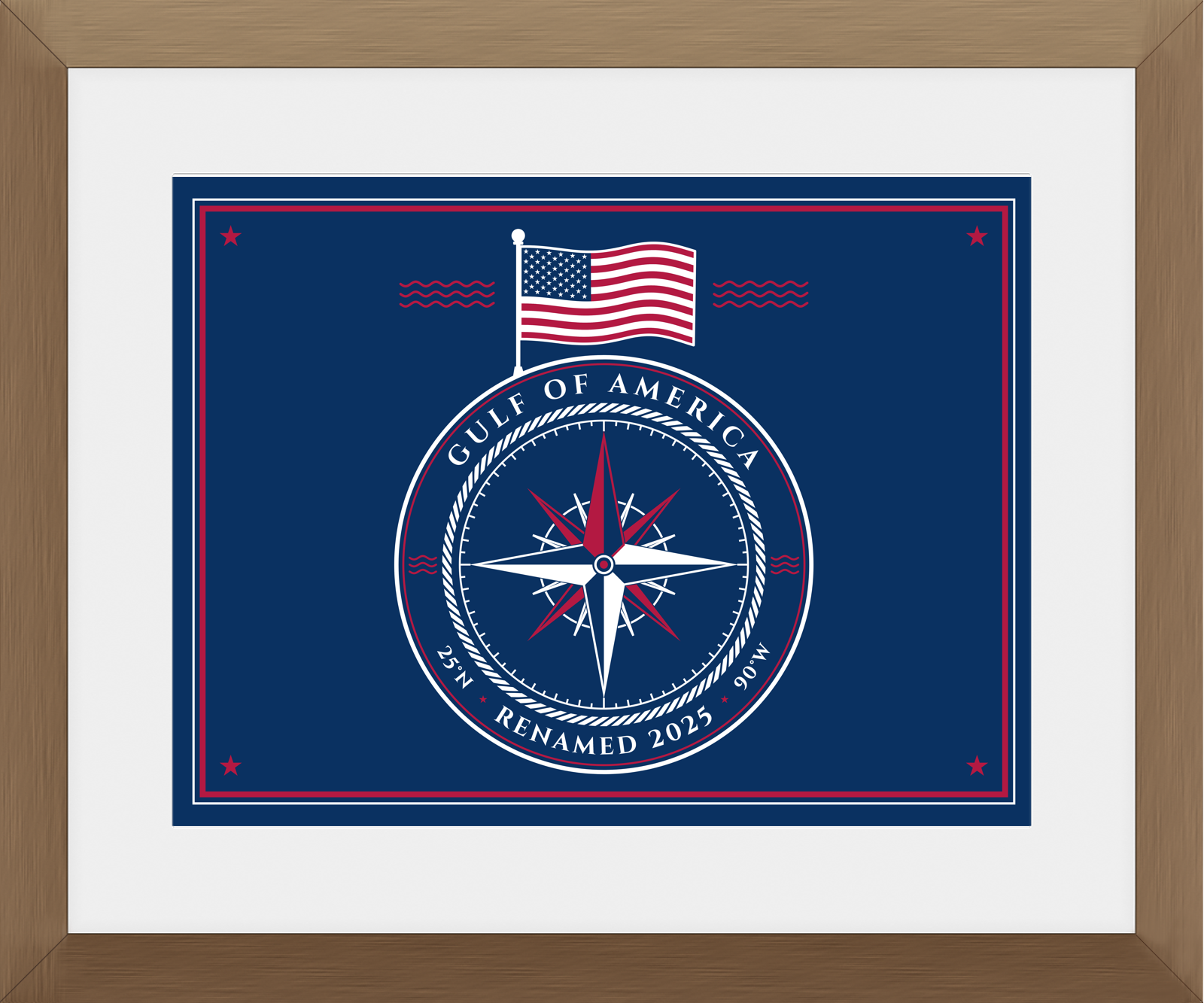 Gulf of America Framed Print in Walnut Frame