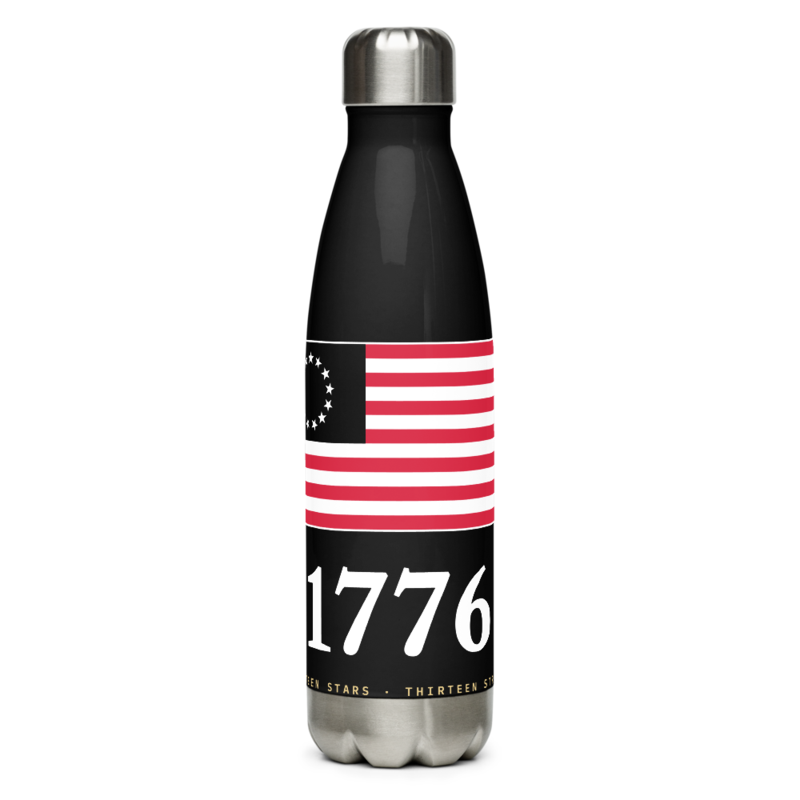 Betsy Ross 1776 Water Bottle in Black