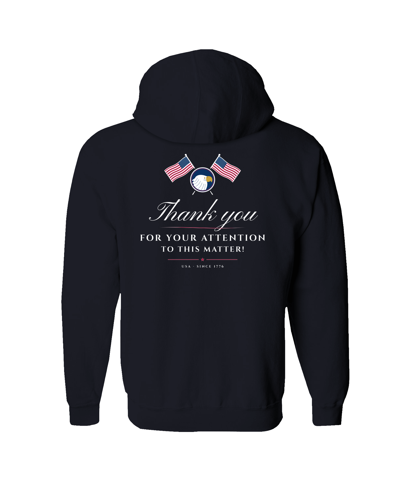 Thank You for Your Attention Zip Hoodie in Navy