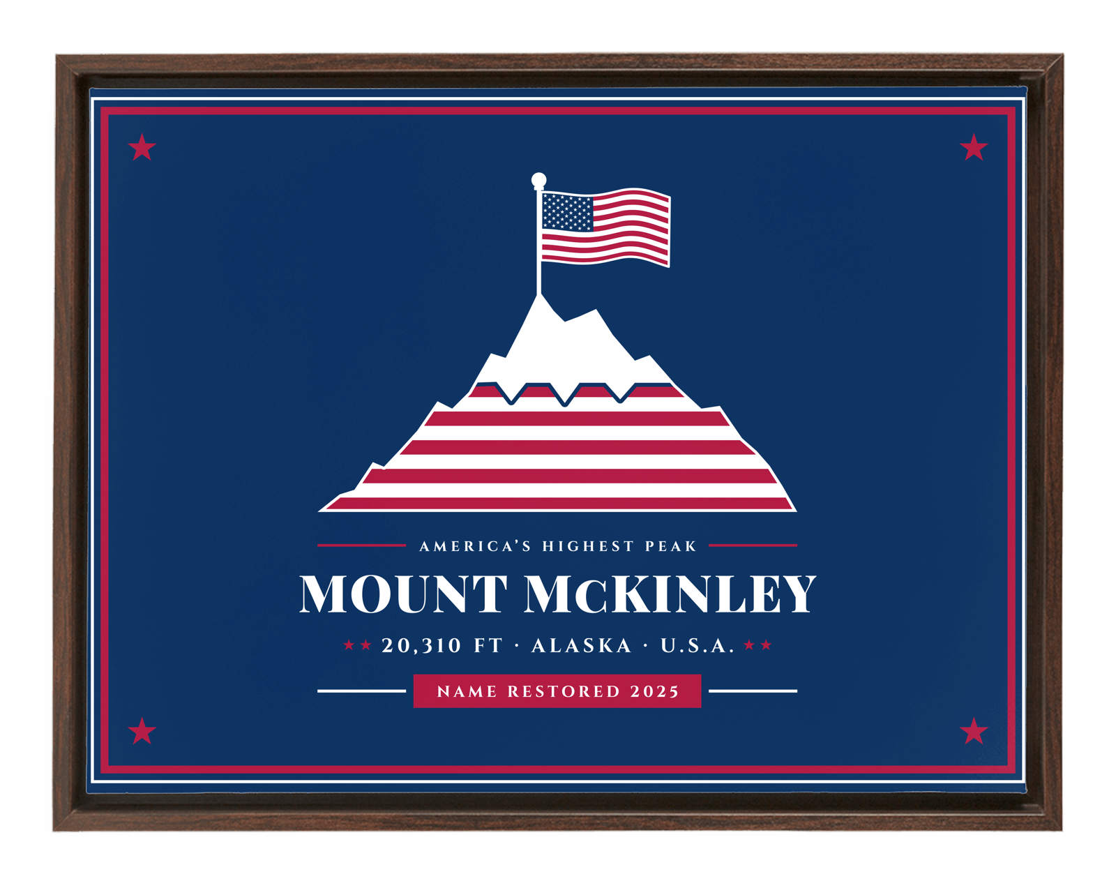 Mount McKinley Framed Canvas in Walnut Frame