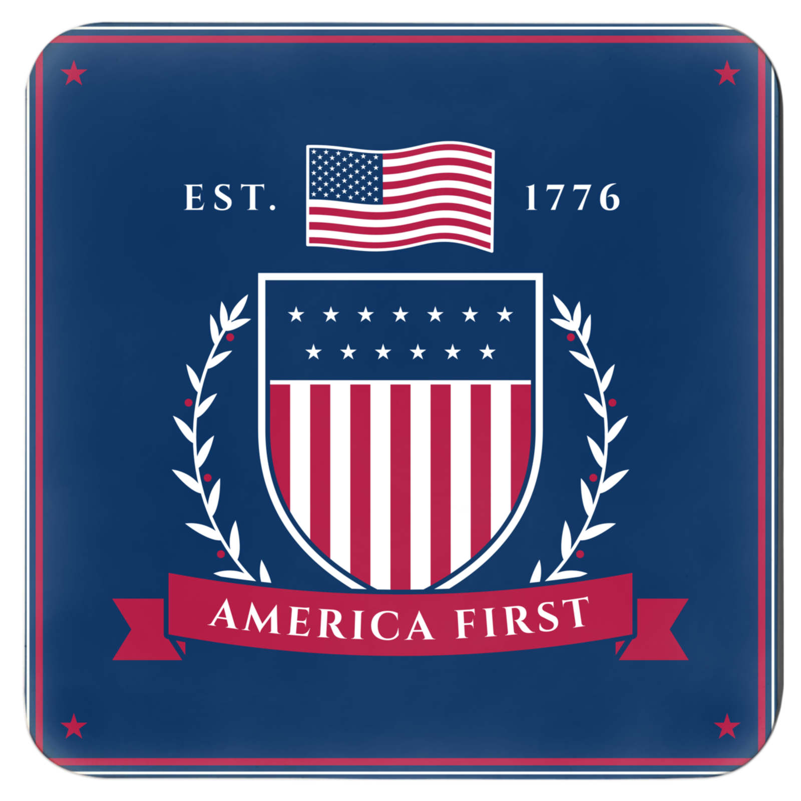 America First Crest Cork Coaster Set