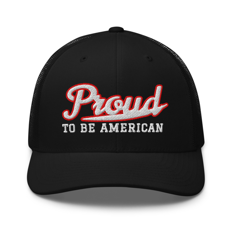 Proud to Be American Trucker Hat in Black