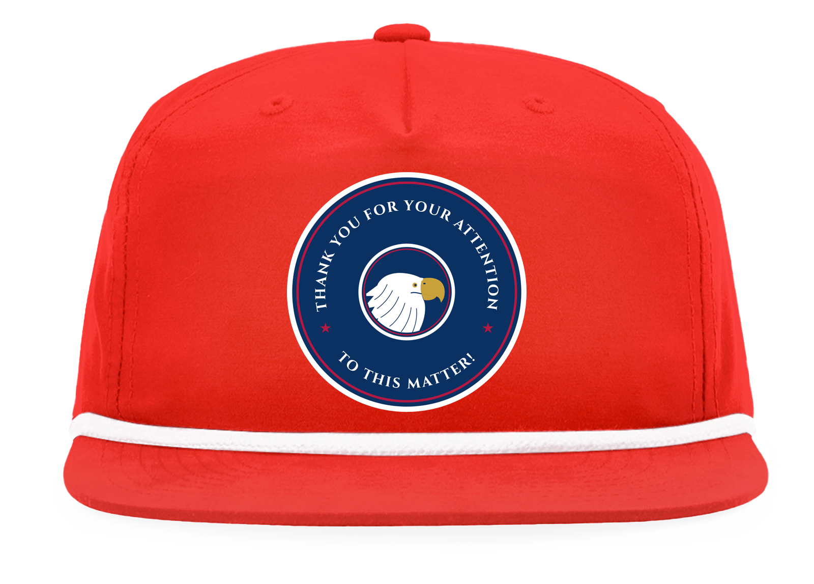 Thank You for Your Attention Rope Snapback Cap in Red / White Rope