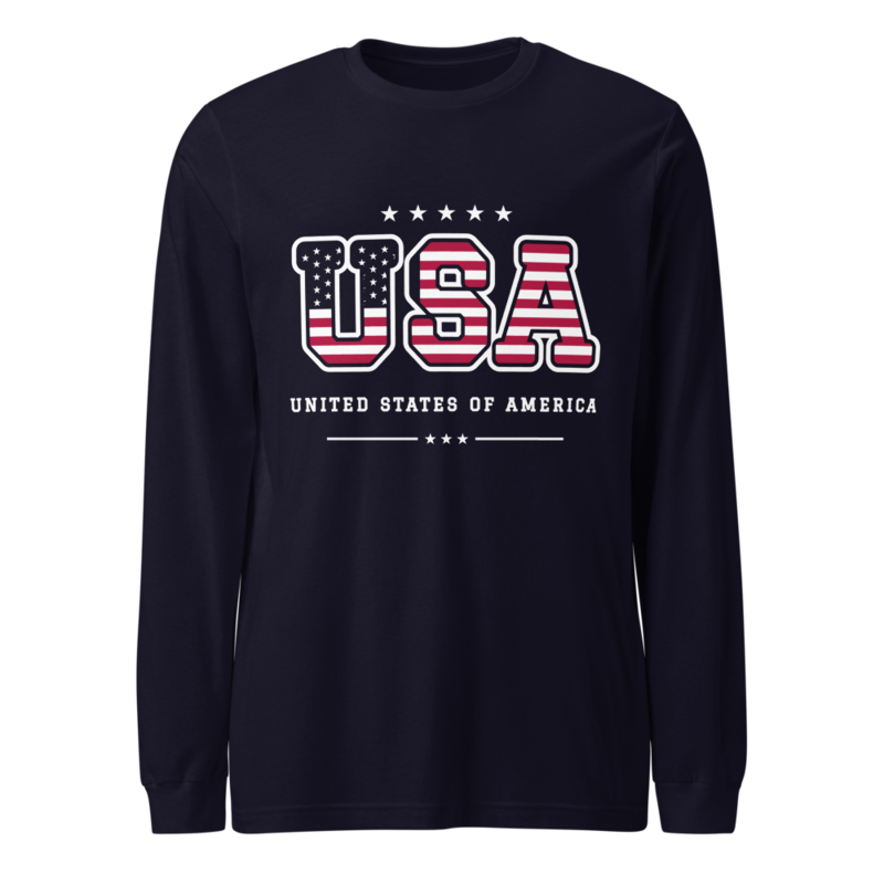 USA Long Sleeve Tee in Navy