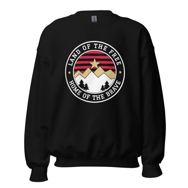 Land of the Free Crewneck Sweatshirt in Black