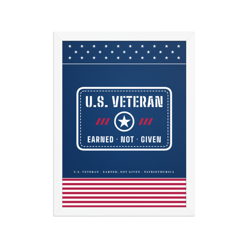 U.S. Veteran Framed Print in White