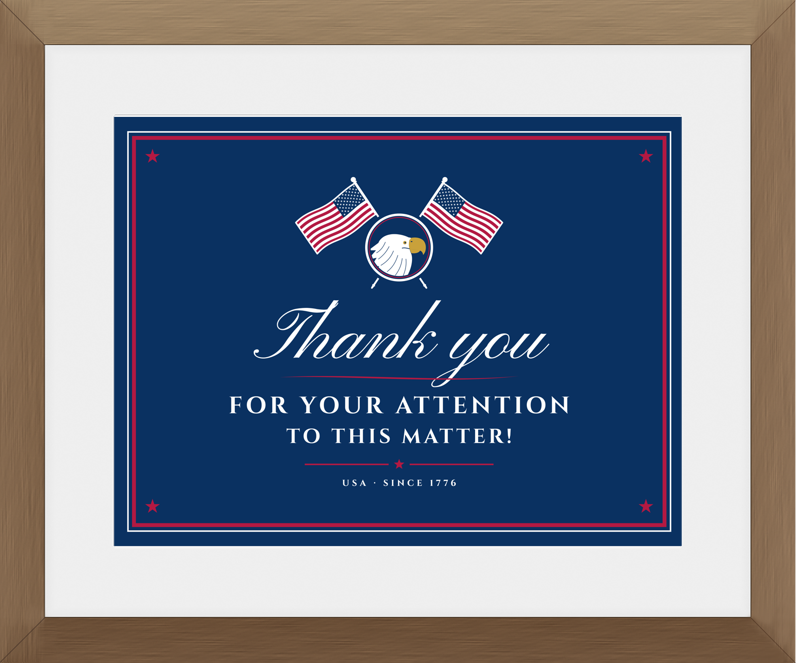 Thank You for Your Attention Framed Print in Walnut Frame