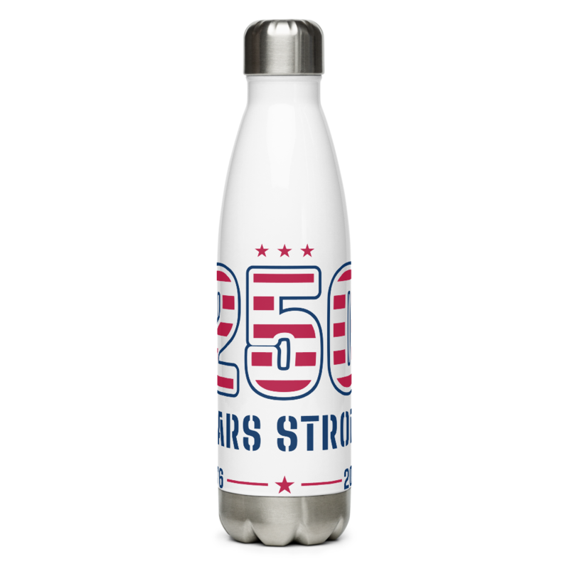 250 Years Strong Water Bottle in White