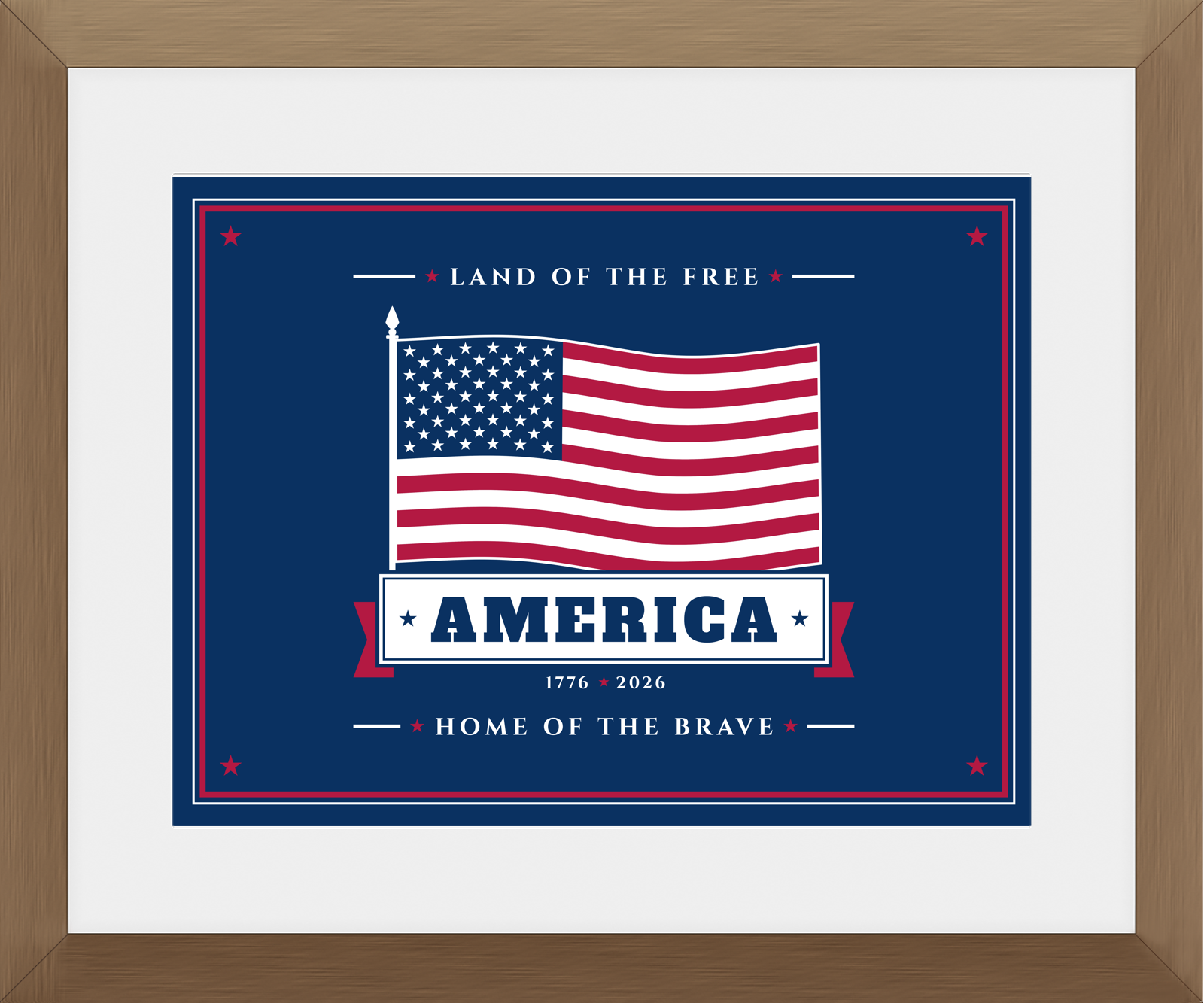 America Framed Print in Walnut Frame