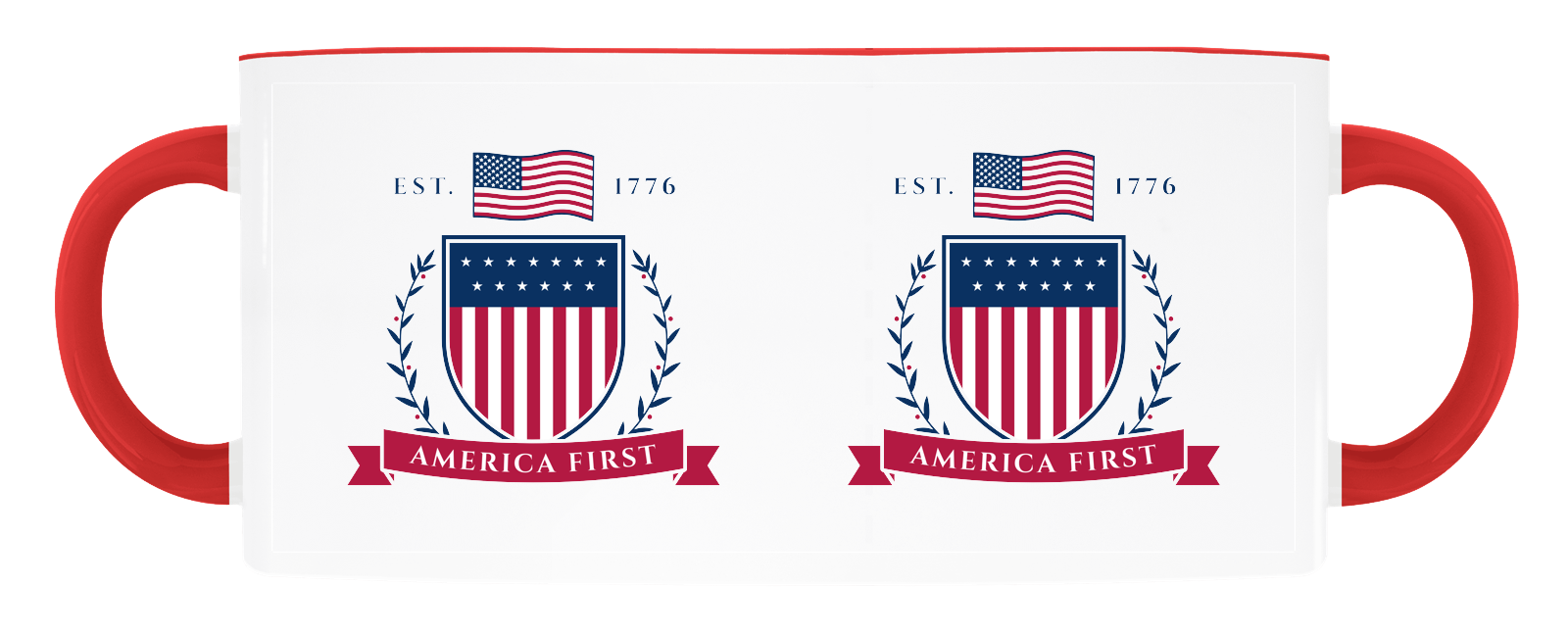 America First Crest Accent Mug in Red Accents