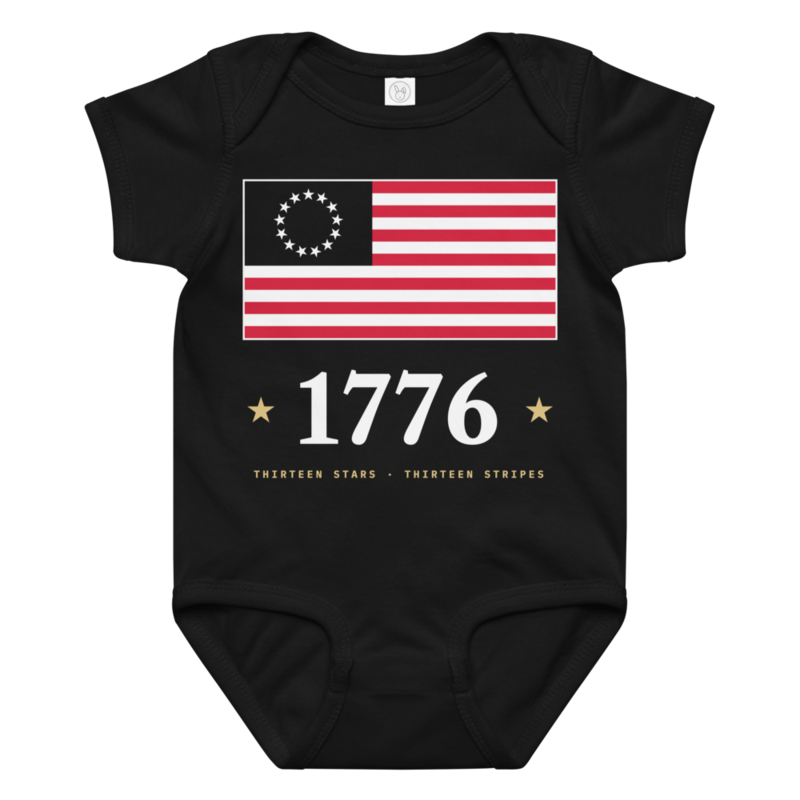 Betsy Ross 1776 Baby Bodysuit in Black